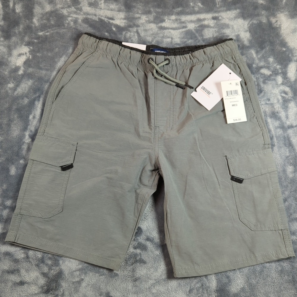 Univibe Cotton Chino Shorts, Big Boys Grey Medium  inseam 10"